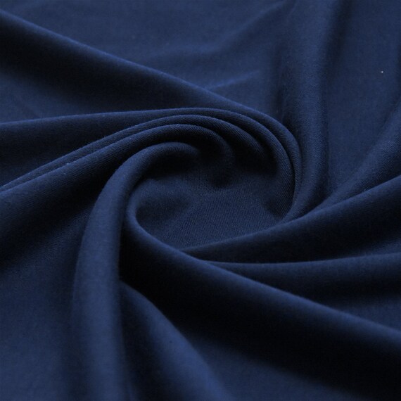 Plain Navy 100 Cotton Interlock Double Jersey Fabric per