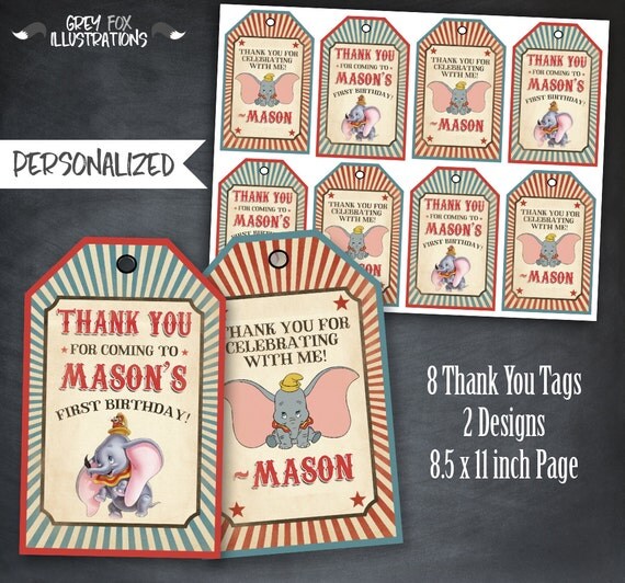 Dumbo Thank You Tags Dumbo Favor Tags Dumbo Tags Dumbo