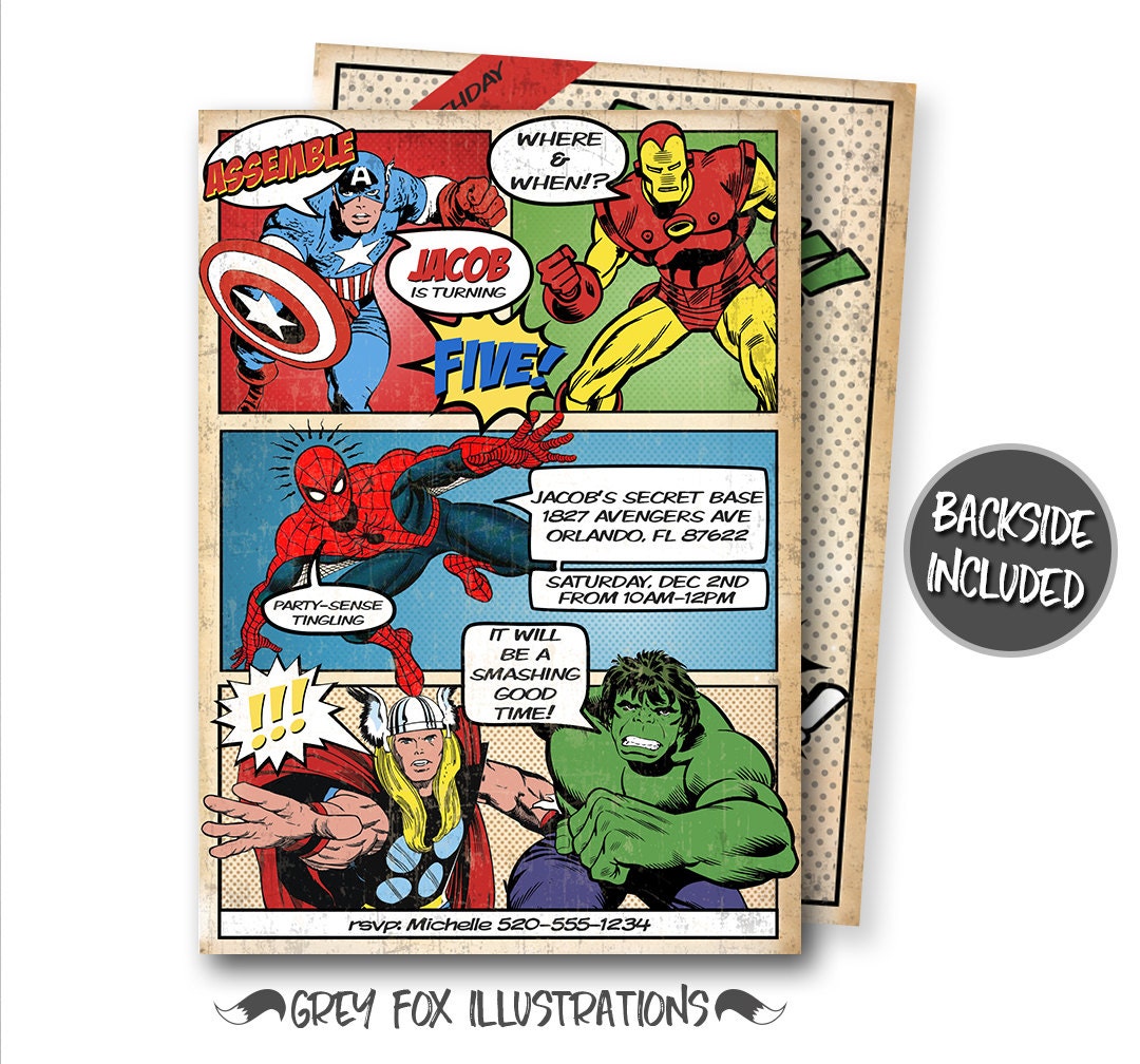 Comic Book Invitations 1