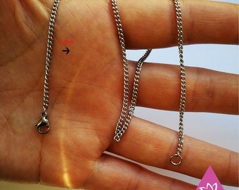 necklace or chain bracelet titanium clean 2mm flat 2.3 mm fine for sensitive waterproof add your own pendant