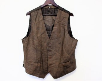 Men's Urban Slim Fit Brown Leather Vest MV09 main image 1