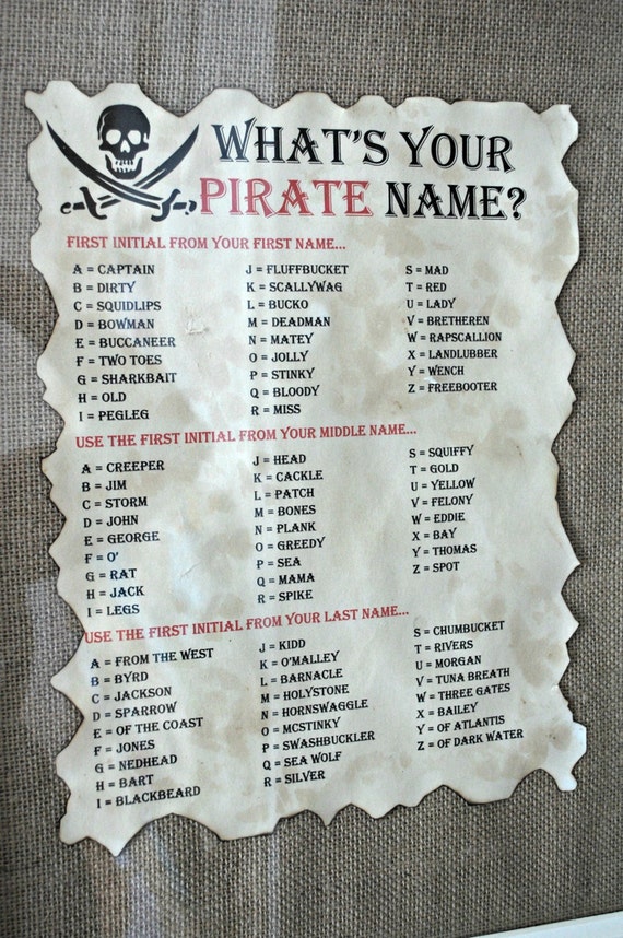 What's Your Pirate Name Printable Gasparilla