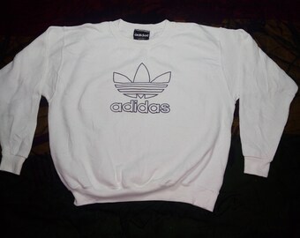 RARE!!! Vintage Adidas Trefoil Big Logo White Sweatshirt