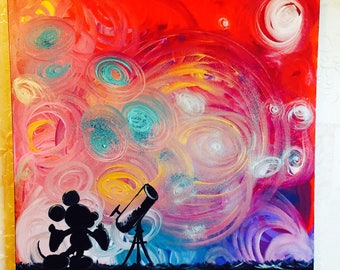 PopArt,Art,Modern-Art,Kunst,moderne Kunst,Modern-Pop-Art,Kunstwerk,Acryl-Kunst,GemÃ¤lde,Glitzer,Bunt,Artwork,Childhood,MickeyMouse,Stars,Sky