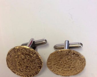 Edward III Quarter Noble Gilt WC15B Pair of Cufflinks Made From English Modern Pewter cuff link cufflink