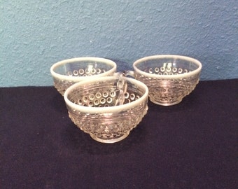Vintage Anchor Hocking Moonstone Cups, Set of Three