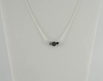 Essential Oil Diffuser Necklace / Lava Bead Necklace / Minimalist Necklace / Black Necklace / Portable Diffuser / Price Reduced