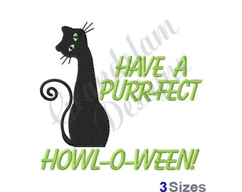 Purr-Fect Cat Howl-O-Ween - Machine Embroidery Design