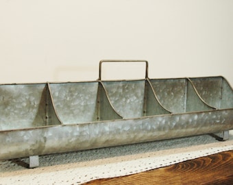 Large Galvanized Caddy, Kitchen decor, Metal Caddy, Farmhouse kitchen, Kitchen organizer, Fixer upper style, Home decor, Hydrangea flowers