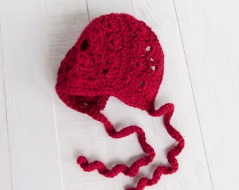 Newborn Baby Bonnet Handmade Crocheted Photo Prop