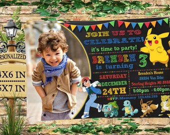 Pokemon Invitation, Pokemon Birthday Invitation, Pokemon Birthday Card Pikachu, Pokemon Birthday Card, Pokemon Party, Pokemon GO Invitation
