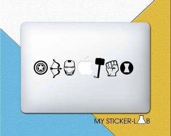 The Avengers MacBook Decal Avengers MacBook Sticker Marvel Avengers Symbols Decal Iron Man Thor Captain America Hawkeye Laptop Decal cmac082