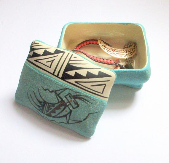 Navajo Jewelry Box Native American Art Turquoise Jewelry