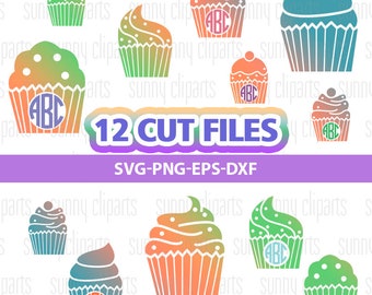 Cupcake Svg, Cupcake Clipart, Cupcake Monogram, Cake Svg, Sweets Digital Files, Svg File For Cricut, Svg File Silhouette, Commercial Use Svg