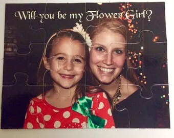 Will you be my Flower Girl Puzzle - Custom Photo Puzzle - Matron of Honor Gift - Personalized wedding Puzzle - Bridesmaids Proposal Puzzle