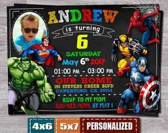 Avengers Invite, Avengers Invitation, Superhero Invitation, Superhero Invite, Superhero Avengers Invitation, Avengers Birthday Invitation