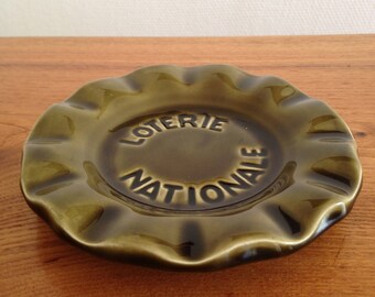 French advertising ashtray khaki retro vintage