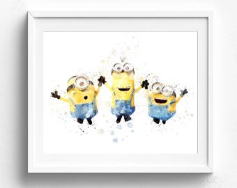 Minions birthday art, minions printable, minions decorations, minions printables, minions decor, minions clip art, minion wall art pixar art
