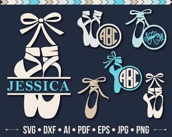 Ballet Shoes SVG Pointe Shoe SVG Cut File Dance Svg Ballerina Monogram Svg Shoe Frame Silhouette Ballet Dance Cutting files Svg Dxf Png Eps