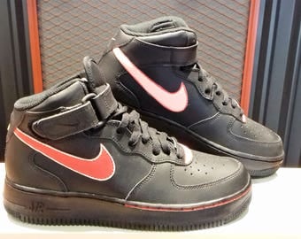 Nike AF1 Mid Custom painted "Candy Cane" Size 6.5Y