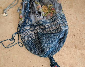 Old beaded purse with drawstring