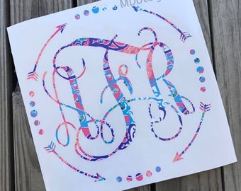 Lily Pulitzer Decal - Lily Pulitzer Monogram - Car Decal - Yeti Decal