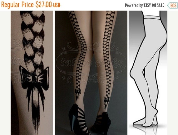 Yay-HolidaysSale:))) L/XL sexy Rapunzel GREY tattoo tights / stockings / full length / pantyhose / nylons by tattoosocks steampunk buy now online
