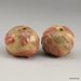 Tan-Yellow and Coral Beads, Unusual beads, ceramic beads, stoneware beads, big holes, decorated beads, artist beads, bead set, pair of beads
