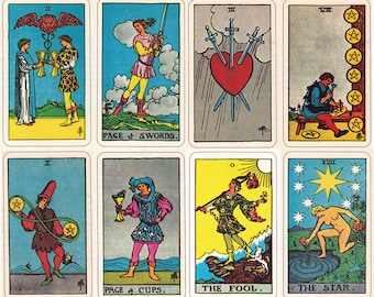Rider Waite Smith Tarot cards, a printable digital downloads of the complete set.