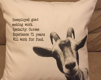 funny chicago baseball goat curse throw pillow cover, decorative throw pillow, unemployed goat