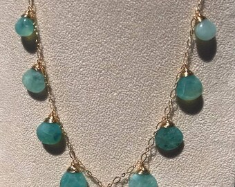 Gorgeous Smooth Polished Peruvian Blue Opal in 14k Gold Fill (NK080)