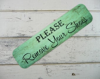 MAGNETIC SIGN Please Remove Your Shoes | Metal Cute Sign For Front Door Entryway Foyer Apartment Office RV Tiny House Refrigerator
