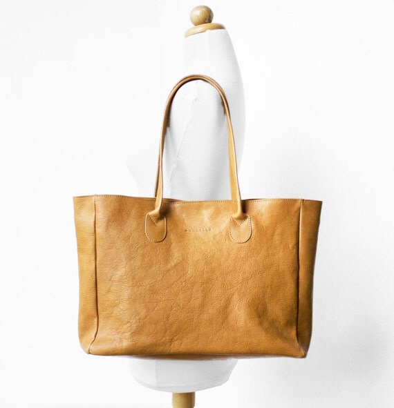Leather Shopper in Butterscotch /Leather Tote / by morelle on Etsy