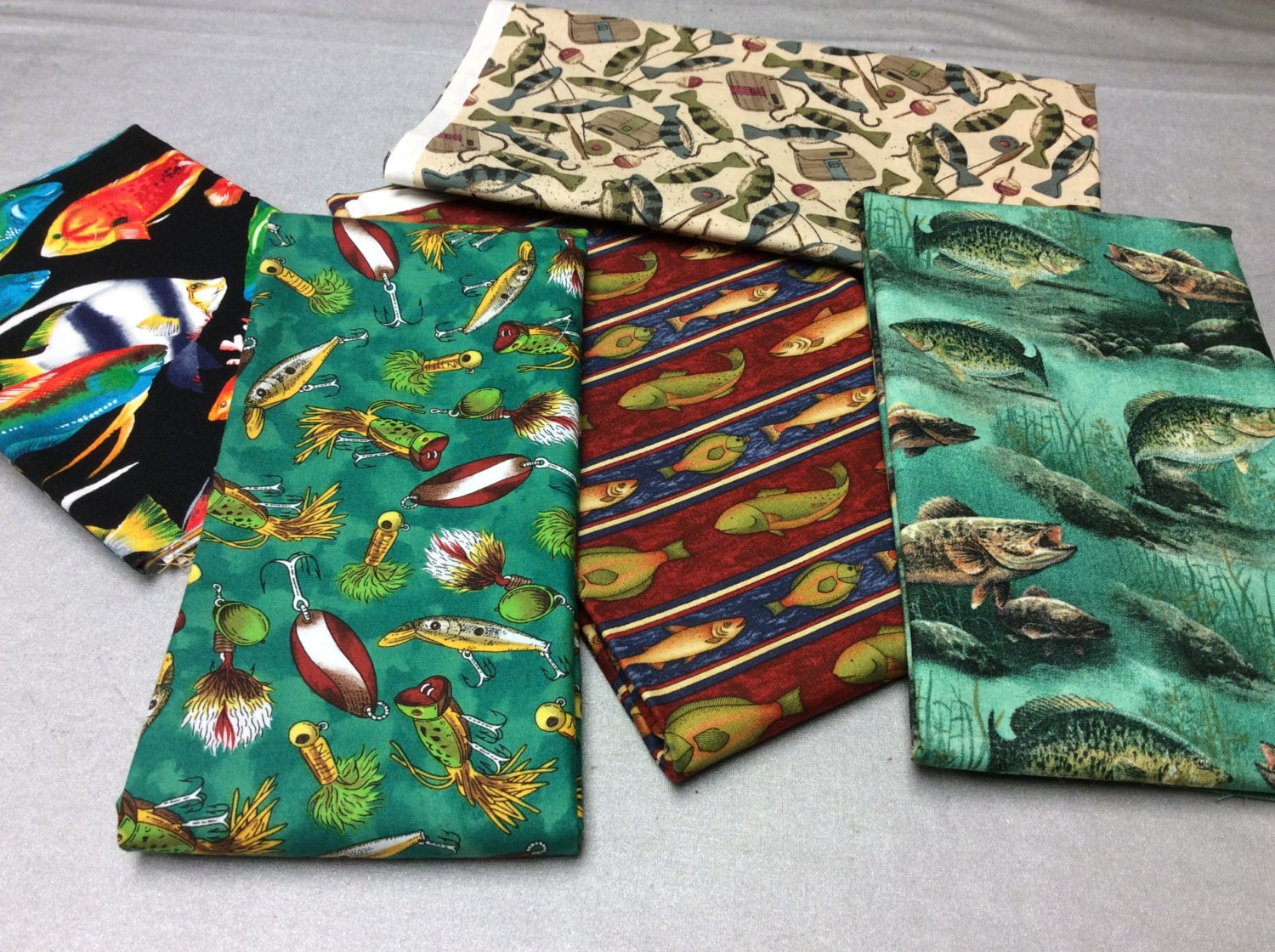 Fishing Themed Fabrics - 3+ yards from dagsbags on Etsy Studio