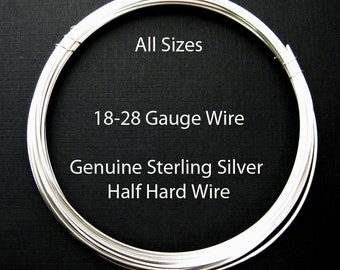 Half Hard Round Sterling Silver Wire 18,20,24,26,28 ga,gauge,Wire Wrapping Wire Findings Made in the USA SKU: 207000 SSW