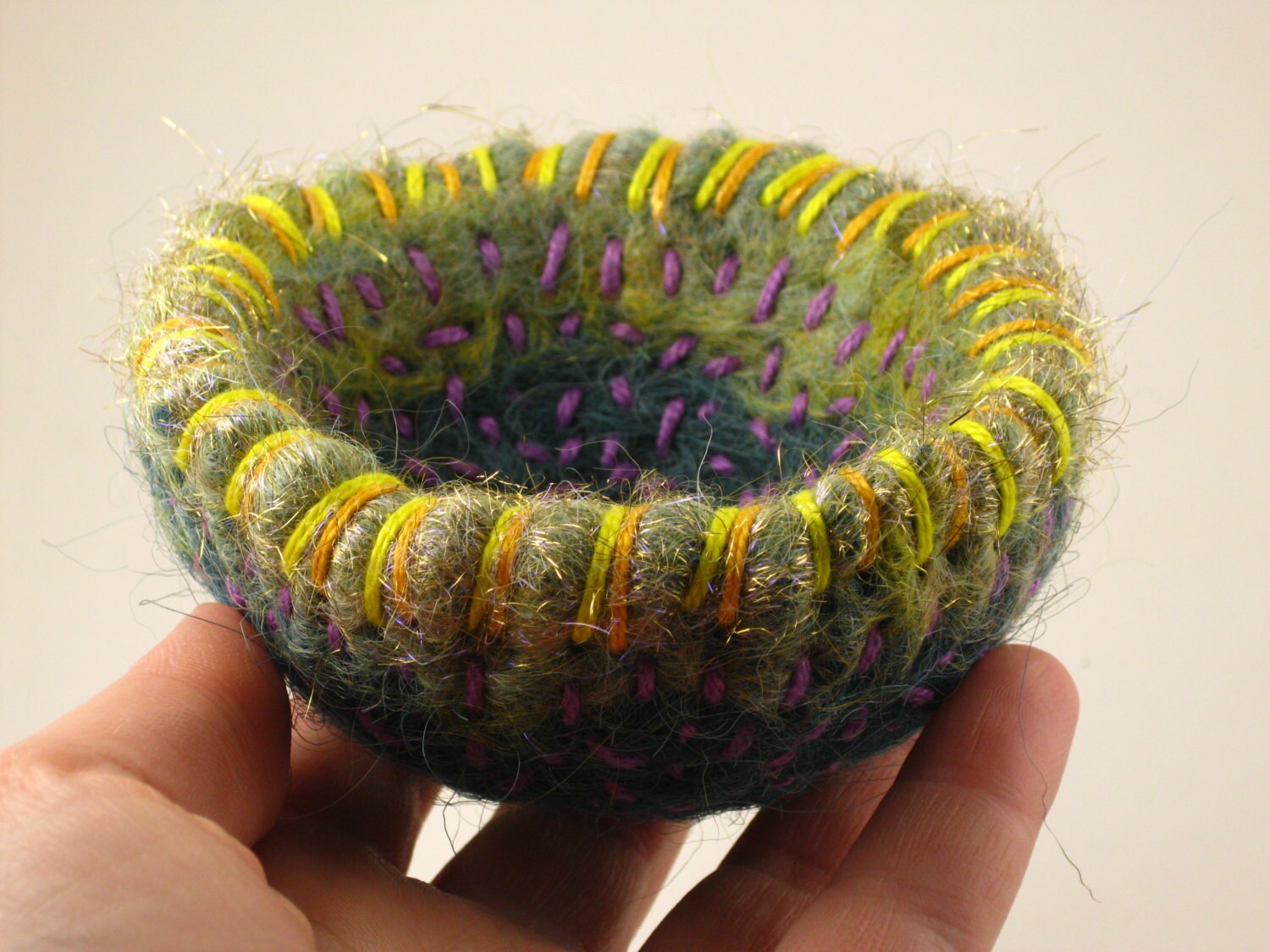 Needle Felted Bowl 1001 100 Wool ORIGINAL Mock Pie Studio