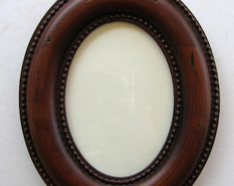 Oval Distressed Wood Picture Frame with Glass and Backing