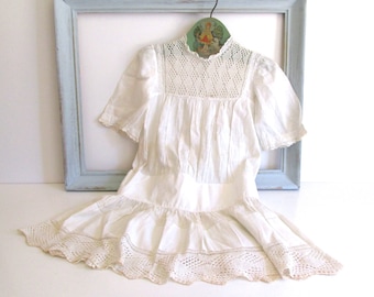 Antique Handmade Baby Dress 1905 White Lace Infant Christening Baptism Dress