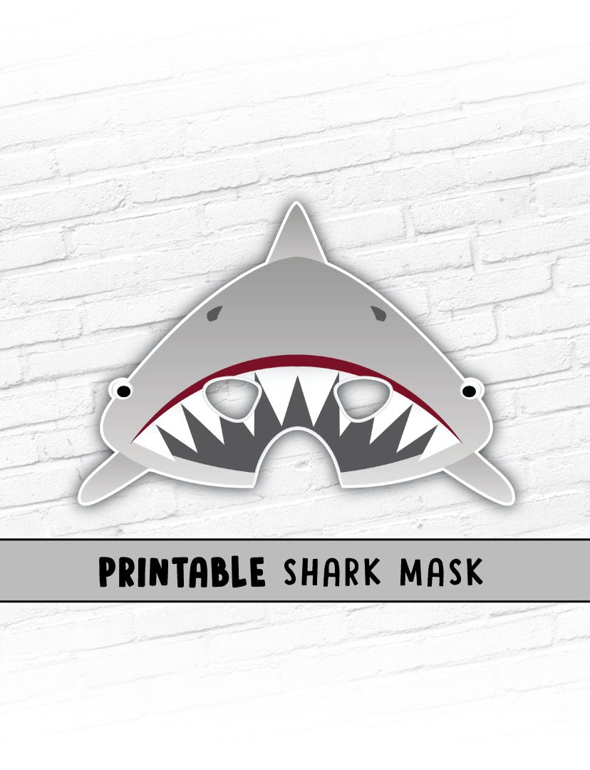 Shark Mask Printable Jaws Mask Great White Shark Party