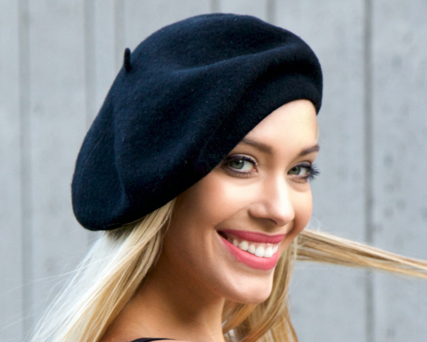 Wool Beret Hat Women Black Wool Beanie Fall Fashion Fall