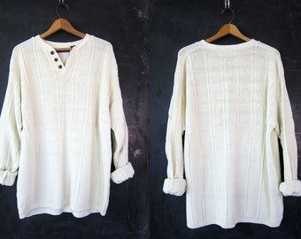 90s chunky knit sweater. loose knit by dirtybirdiesvintage on Etsy