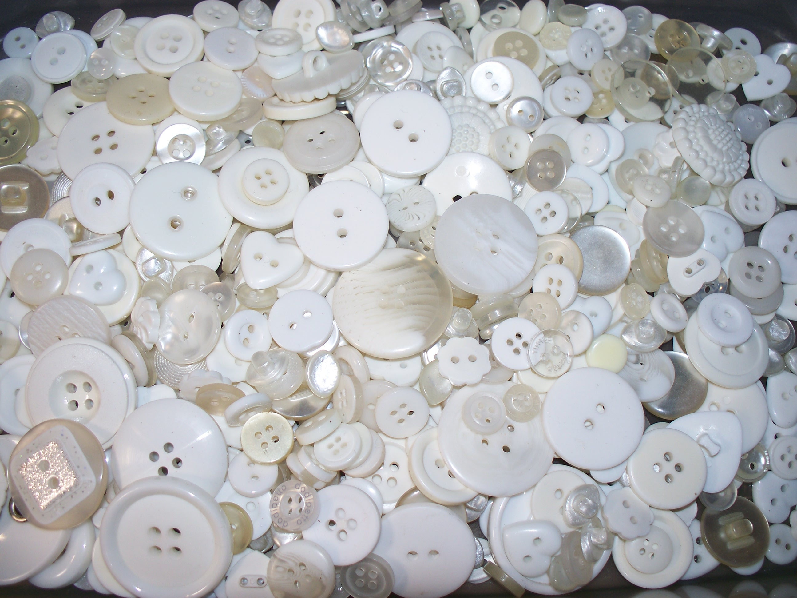 White Buttons, Bulk Buttons, New Buttons, Unused Buttons, Shades of