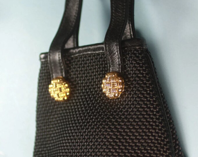 Designer Black Fabric Handbag Leather Trimmed Inge Christopher Smaller Vintage