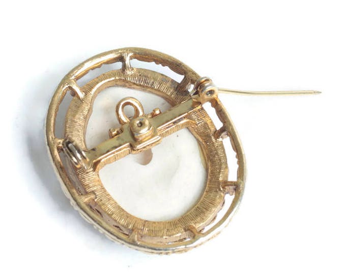 Courting Couple Romantic Lovers Brooch Pendant Porcelain Transfer Vintage