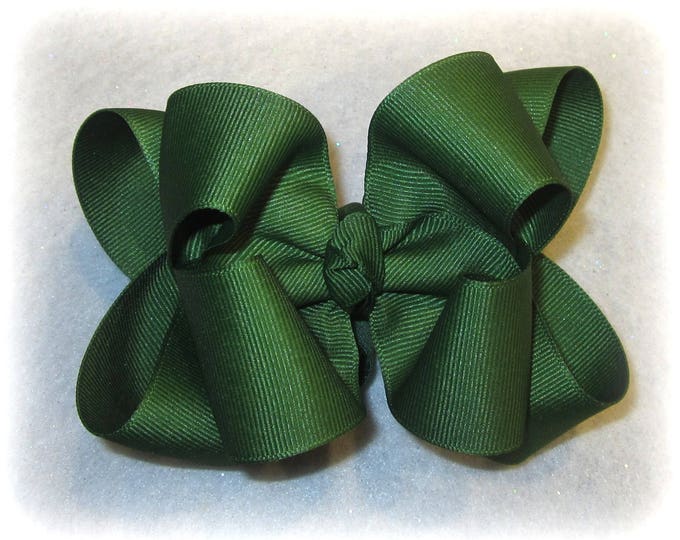 Girls hair Bows, Boutique Hairbow, Leaf Green Hairbow, Double Layered Bow, Stacked hair Bow, Big chunky Bow, 4 Inch Bow, 5 inch hairbow,