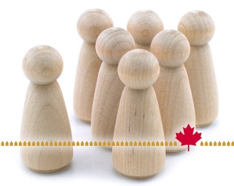Wood Peg Doll - 25pc - 2" tall Angel - Unfinished Natural Wooden Person #AN200