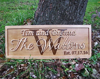 Personalized Wedding Gift Personalized Family Name Signs 3D CARVED Custom Wood Last Name Sign lovejoystore Established initial monogram sign