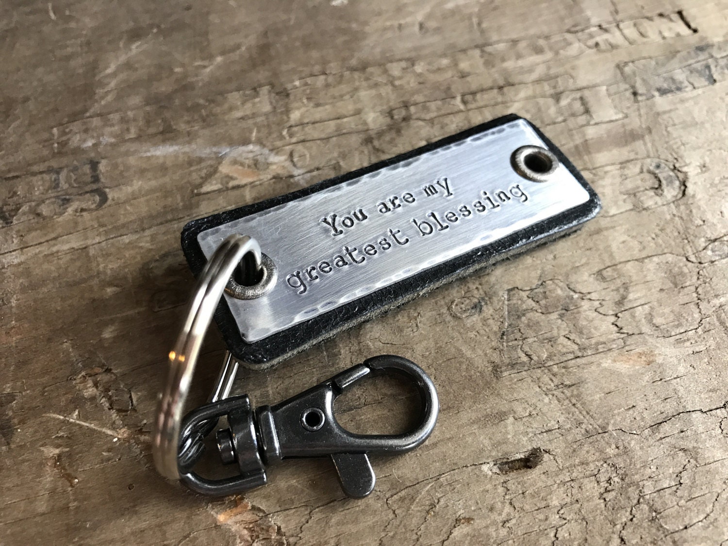 Men's Leather Keychain Custom Message Small Leather