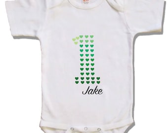 Heart first Birthday boy shirt - Personalized birthday shirt -