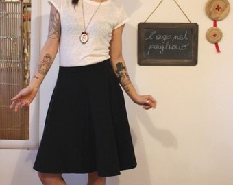 Midi skirt, half circle skirt, black skirt
